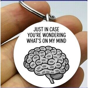 My Mind Brain Is You  Lover Couple Couole Miss Stainless Keychain Funny Cute